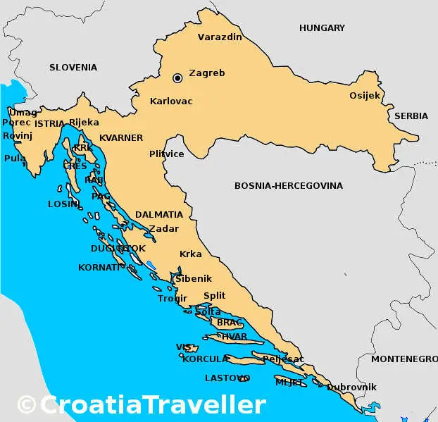 A Map Of Croatia Maps of Croatia