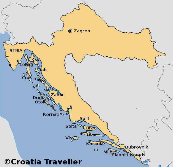 Map Of Croatia Islands A map of Croatian Islands